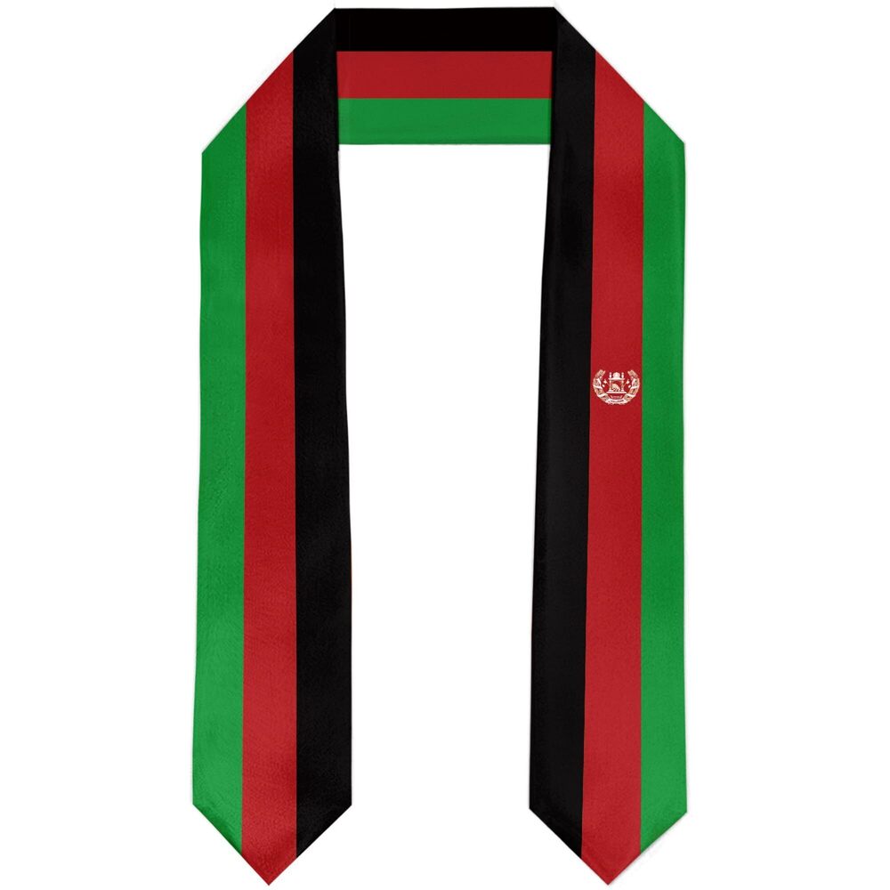 3693 Afghanistan Flag Graduation Stole Satin Sash Scarf for Study Aboard